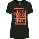 My Heart Belongs to Dogs & Pizza Funny Womens Wider Cut T-Shirt Black
