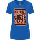 My Heart Belongs to Dogs & Pizza Funny Womens Wider Cut T-Shirt Royal Blue