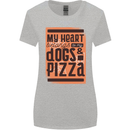 My Heart Belongs to Dogs & Pizza Funny Womens Wider Cut T-Shirt Sports Grey