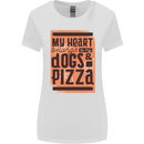My Heart Belongs to Dogs & Pizza Funny Womens Wider Cut T-Shirt White