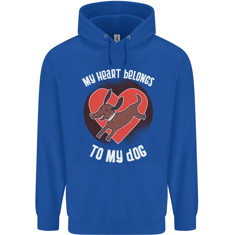 My Heart Belongs to my Dog Funny Childrens Kids Hoodie Royal Blue