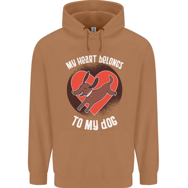 My Heart Belongs to my Dog Funny Mens 80% Cotton Hoodie Caramel Latte