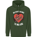 My Heart Belongs to my Dog Funny Mens 80% Cotton Hoodie Forest Green