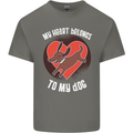 My Heart Belongs to my Dog Funny Mens Cotton T-Shirt Tee Top Charcoal