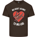 My Heart Belongs to my Dog Funny Mens Cotton T-Shirt Tee Top Dark Chocolate