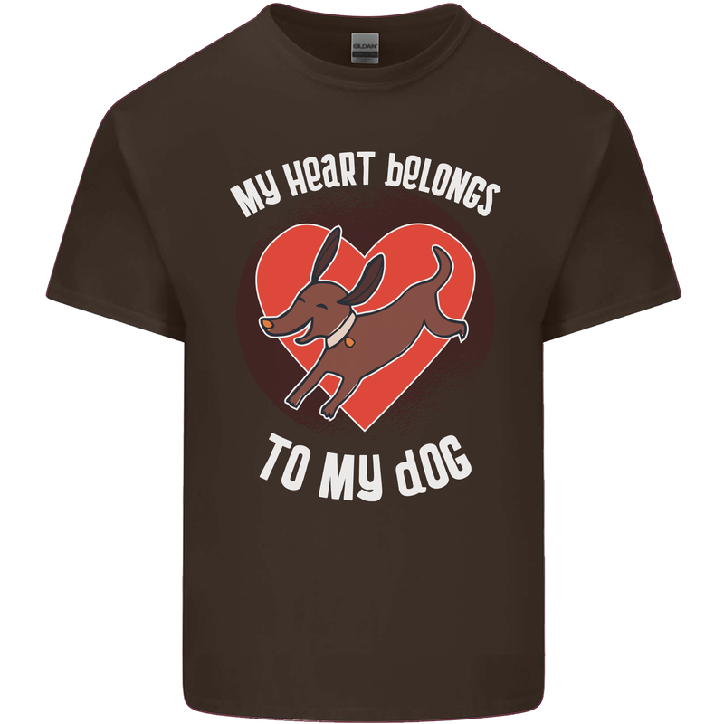 My Heart Belongs to my Dog Funny Mens Cotton T-Shirt Tee Top Dark Chocolate