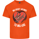 My Heart Belongs to my Dog Funny Mens Cotton T-Shirt Tee Top Orange