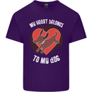 My Heart Belongs to my Dog Funny Mens Cotton T-Shirt Tee Top Purple