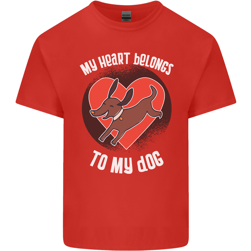 My Heart Belongs to my Dog Funny Mens Cotton T-Shirt Tee Top Red