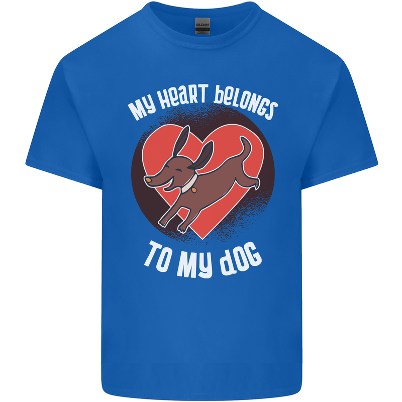 My Heart Belongs to my Dog Funny Mens Cotton T-Shirt Tee Top Royal Blue