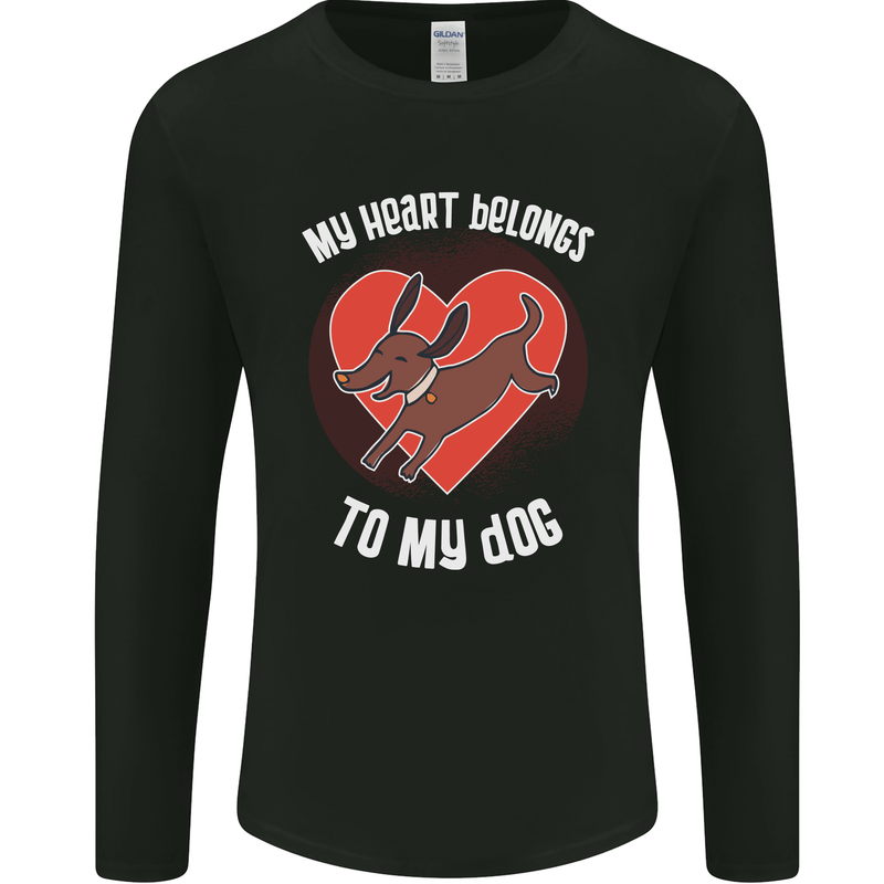 My Heart Belongs to my Dog Funny Mens Long Sleeve T-Shirt Black