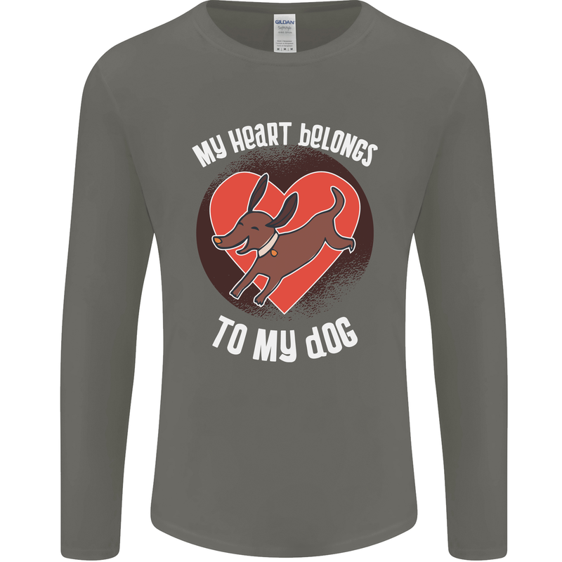 My Heart Belongs to my Dog Funny Mens Long Sleeve T-Shirt Charcoal