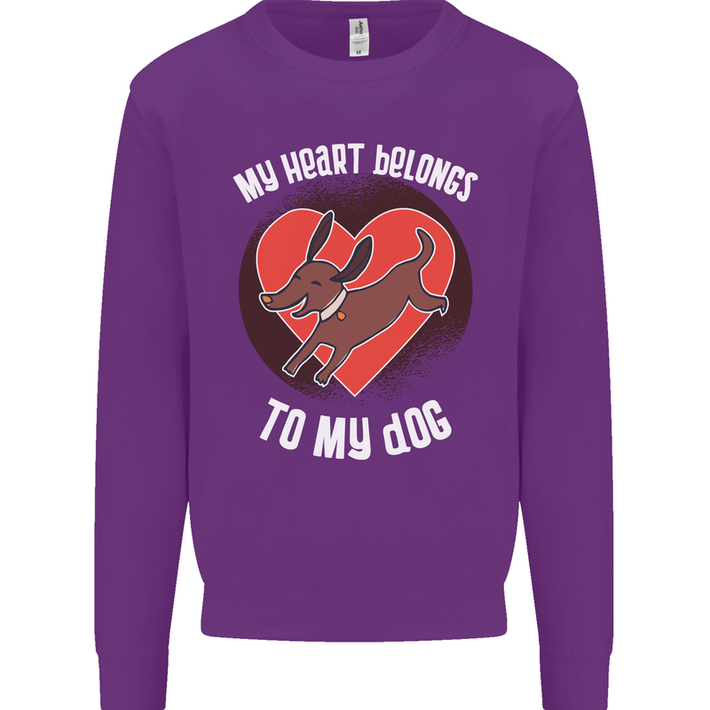 My Heart Belongs to my Dog Funny Mens Sweatshirt Jumper Purple