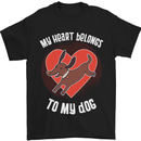 My Heart Belongs to my Dog Funny Mens T-Shirt Cotton Gildan Black
