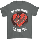 My Heart Belongs to my Dog Funny Mens T-Shirt Cotton Gildan Charcoal