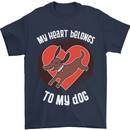 My Heart Belongs to my Dog Funny Mens T-Shirt Cotton Gildan Navy Blue