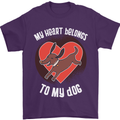My Heart Belongs to my Dog Funny Mens T-Shirt Cotton Gildan Purple
