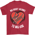 My Heart Belongs to my Dog Funny Mens T-Shirt Cotton Gildan Red