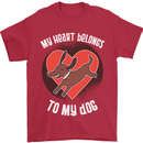 My Heart Belongs to my Dog Funny Mens T-Shirt Cotton Gildan Red