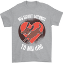 My Heart Belongs to my Dog Funny Mens T-Shirt Cotton Gildan Sports Grey