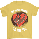 My Heart Belongs to my Dog Funny Mens T-Shirt Cotton Gildan Yellow