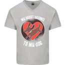 My Heart Belongs to my Dog Funny Mens V-Neck Cotton T-Shirt Sports Grey