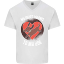 My Heart Belongs to my Dog Funny Mens V-Neck Cotton T-Shirt White