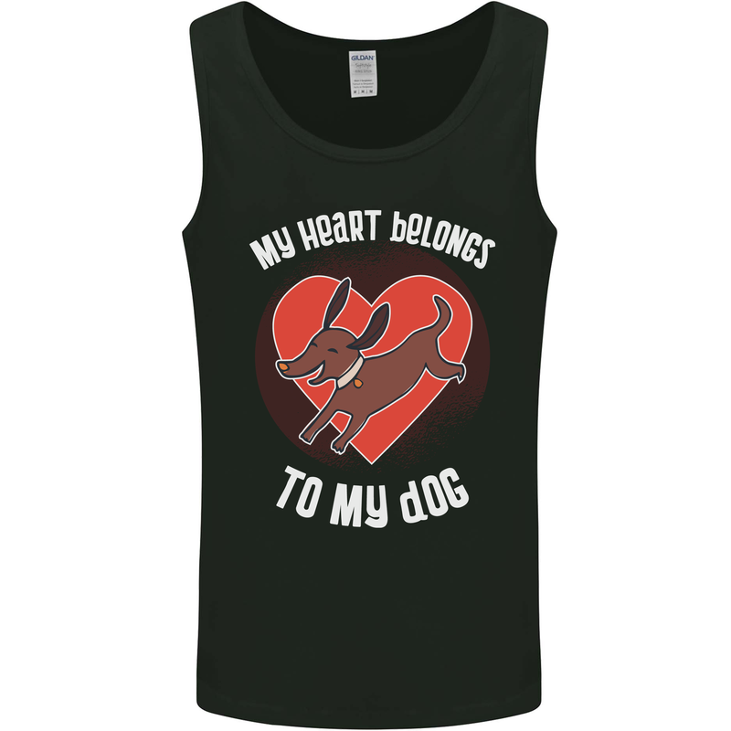 My Heart Belongs to my Dog Funny Mens Vest Tank Top Black