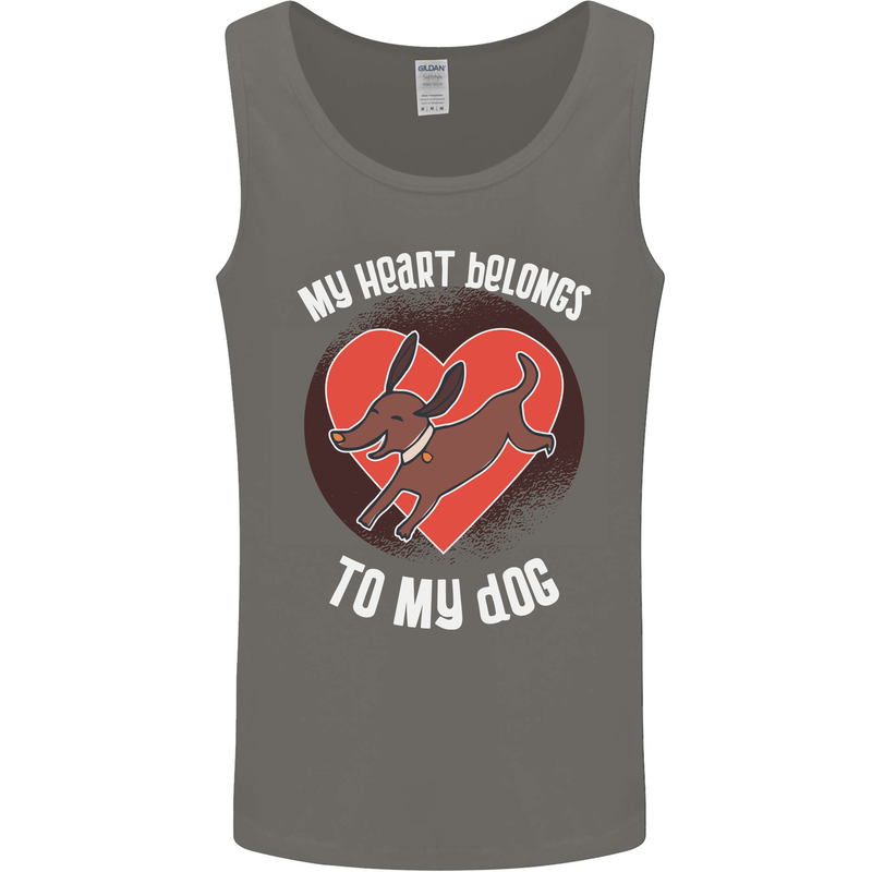 My Heart Belongs to my Dog Funny Mens Vest Tank Top Charcoal
