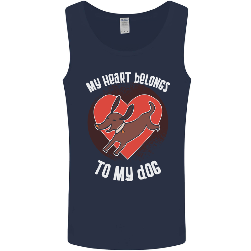 My Heart Belongs to my Dog Funny Mens Vest Tank Top Navy Blue