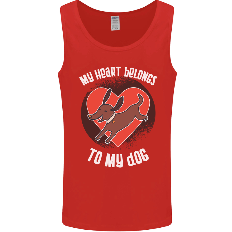 My Heart Belongs to my Dog Funny Mens Vest Tank Top Red