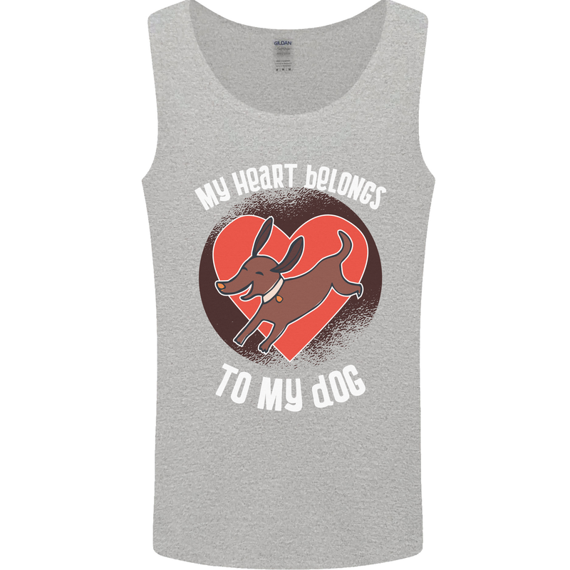 My Heart Belongs to my Dog Funny Mens Vest Tank Top Sports Grey