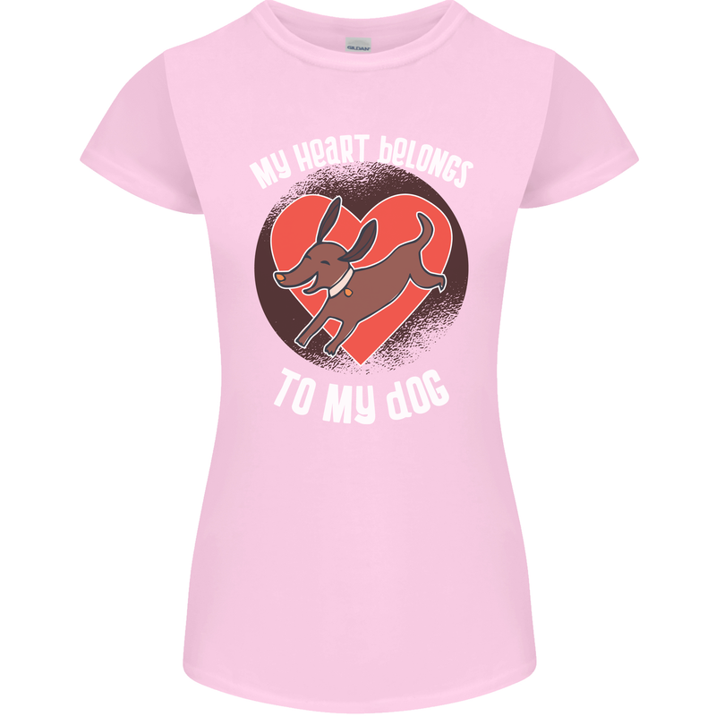 My Heart Belongs to my Dog Funny Womens Petite Cut T-Shirt Light Pink