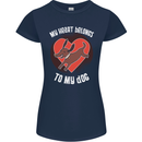 My Heart Belongs to my Dog Funny Womens Petite Cut T-Shirt Navy Blue