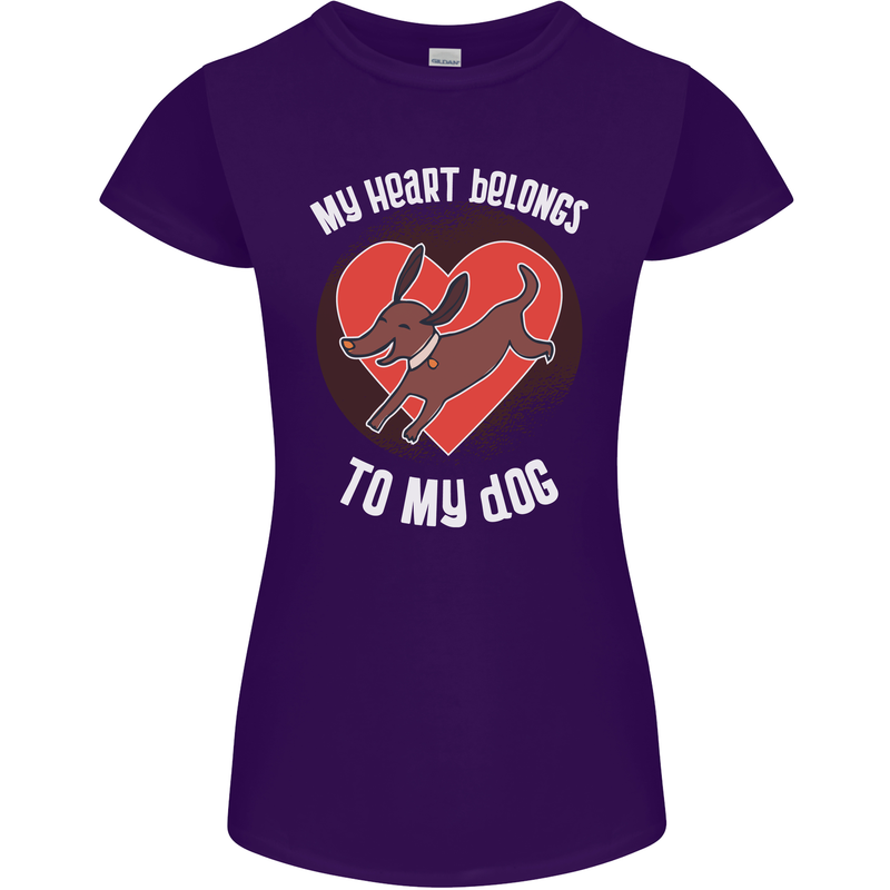 My Heart Belongs to my Dog Funny Womens Petite Cut T-Shirt Purple