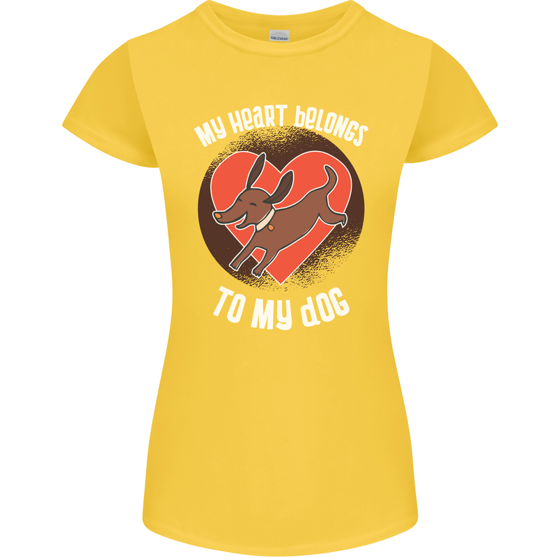 My Heart Belongs to my Dog Funny Womens Petite Cut T-Shirt Yellow