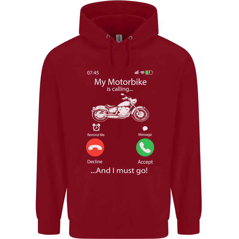My Motorbike Is Calling Biker Motorcycle Childrens Kids Hoodie Red