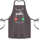 My Motorbike Is Calling Biker Motorcycle Cotton Apron 100% Organic Dark Grey