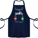 My Motorbike Is Calling Biker Motorcycle Cotton Apron 100% Organic Navy Blue
