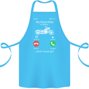 My Motorbike Is Calling Biker Motorcycle Cotton Apron 100% Organic Turquoise