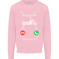 My Motorbike Is Calling Biker Motorcycle Kids Sweatshirt Jumper Light Pink