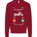 My Motorbike Is Calling Biker Motorcycle Kids Sweatshirt Jumper Red