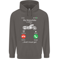 My Motorbike Is Calling Biker Motorcycle Mens 80% Cotton Hoodie Charcoal