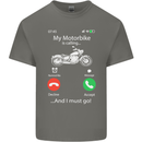 My Motorbike Is Calling Biker Motorcycle Mens Cotton T-Shirt Tee Top Charcoal