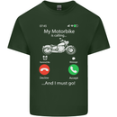 My Motorbike Is Calling Biker Motorcycle Mens Cotton T-Shirt Tee Top Forest Green