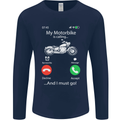 My Motorbike Is Calling Biker Motorcycle Mens Long Sleeve T-Shirt Navy Blue