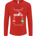 My Motorbike Is Calling Biker Motorcycle Mens Long Sleeve T-Shirt Red