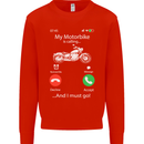 My Motorbike Is Calling Biker Motorcycle Mens Sweatshirt Jumper Bright Red