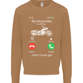 My Motorbike Is Calling Biker Motorcycle Mens Sweatshirt Jumper Caramel Latte