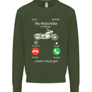 My Motorbike Is Calling Biker Motorcycle Mens Sweatshirt Jumper Forest Green